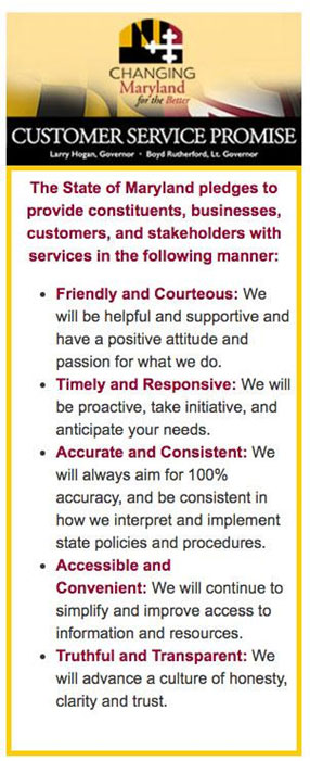 Image of the Governor's Customer Service Promise